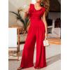 CUPSHE One Piece Jumpsuits for Women Summer Sexy Crowl Neck Sleeveless Casual Overalls Rompers Wide Leg Pant Vacation Outfits(Red)