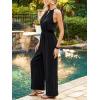 CUPSHE Summer Jumpsuits for Women Dressy Causal Halter Neck Sleeveless One Piece Jumpsuit Wide Leg Pants Vacation Outfits(Black)
