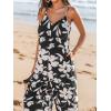 CUPSHE Women’s Boho Printed Wide Leg Jumpsuits Casual Sleeveless Spaghetti Strap Rompers Dressy Outfits(Black)