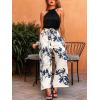 CUPSHE Women’s One Piece Jumpsuits Halter Neck Sleeveless Printed Casual Overalls Wide Leg Long Pant Vacation Outfits(Black)