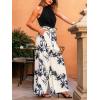 CUPSHE Women’s One Piece Jumpsuits Halter Neck Sleeveless Printed Casual Overalls Wide Leg Long Pant Vacation Outfits(Black)