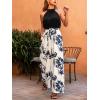 CUPSHE Women’s One Piece Jumpsuits Halter Neck Sleeveless Printed Casual Overalls Wide Leg Long Pant Vacation Outfits(Black)