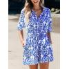 CUPSHE Women’s Romper Belted Short Sleeve Overall Basic Collar Outfit Casual Dressy(Blue)