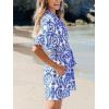 CUPSHE Women’s Romper Belted Short Sleeve Overall Basic Collar Outfit Casual Dressy(Blue)