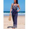 CUPSHE Women’s Romper Floral Strap V Neck Jumpsuit Wide leg Outfit Coverup Casual Dressy(Blue)