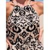 CUPSHE Women’s Romper Halter Neck Printed Romper with Drawstring Waist Sleeveless Jumpsuit Outfit Coverup Casual Dressy(Black)