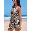 CUPSHE Women’s Romper Halter Neck Printed Romper with Drawstring Waist Sleeveless Jumpsuit Outfit Coverup Casual Dressy(Black)