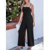 CUPSHE Women’s Romper Square Neck Sleeveless Tied Straight leg Jumpsuit Outfit Coverup Casual Dressy(Black)