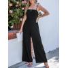 CUPSHE Women’s Romper Square Neck Sleeveless Tied Straight leg Jumpsuit Outfit Coverup Casual Dressy(Black)