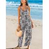 CUPSHE Women’s Romper V Neck Cami Straps Elasticized Waist Jumpsuit Wide leg Outfit Coverup Casual Dressy(Blue)