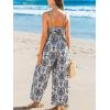 CUPSHE Women’s Romper V Neck Cami Straps Elasticized Waist Jumpsuit Wide leg Outfit Coverup Casual Dressy(Blue)