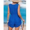 CUPSHE Women’s Romper V Neck Sleeveless Straight Leg Jumpsuit Outfit Coverup Casual Dressy(Blue)