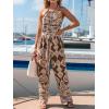 CUPSHE Women’s Sleeveless Floral Jumpsuit Halter Tie Front Wide Leg Dressy Beach Vacation Long Pants with Pockets(Brown)