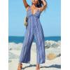 CUPSHE Women’s Sleeveless Spaghetti Strap Jumpsuit Summer Floral Print Wide Leg Beach Vacation Long Pants(Blue)