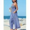 CUPSHE Women’s Sleeveless Spaghetti Strap Jumpsuit Summer Floral Print Wide Leg Beach Vacation Long Pants(Blue)