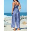 CUPSHE Women’s Sleeveless Spaghetti Strap Jumpsuit Summer Floral Print Wide Leg Beach Vacation Long Pants(Blue)