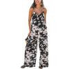 CUPSHE Women’s Boho Printed Wide Leg Jumpsuits Casual Sleeveless Spaghetti Strap Rompers Dressy Outfits(Black)