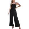CUPSHE Women’s Romper Square Neck Sleeveless Tied Straight leg Jumpsuit Outfit Coverup Casual Dressy(Black)
