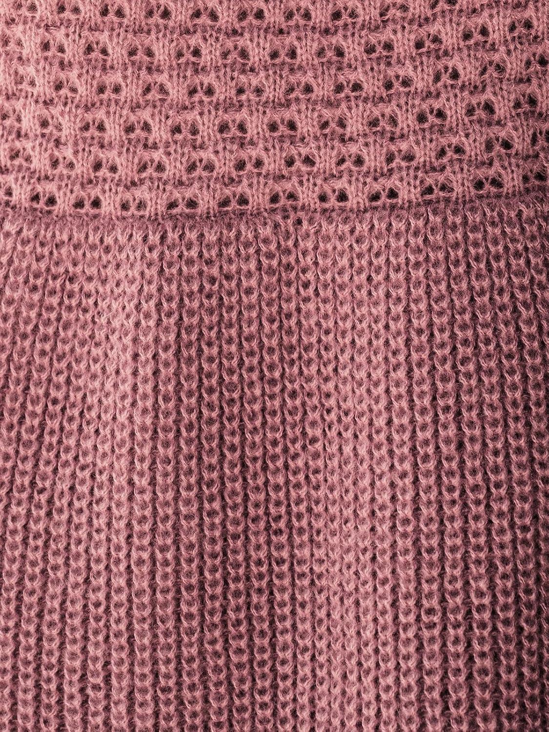 imageCUPSHE Womens Sweater Dress V Neck Honeycomb Long Sleeve Textured Fall Casual Knit Pullover DressesDusty Rose