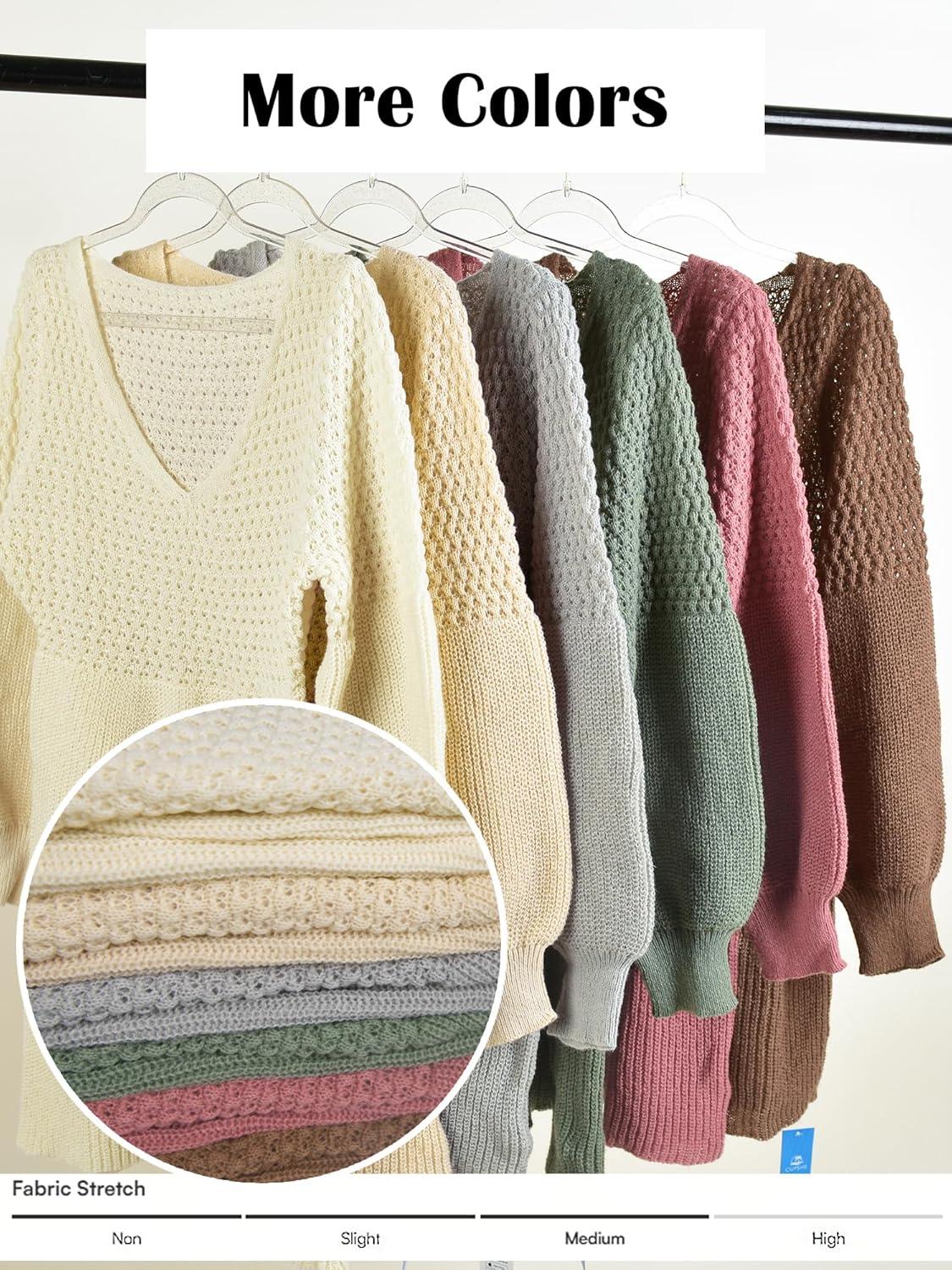 imageCUPSHE Womens Sweater Dress V Neck Long Sleeves Casual Fall Outfit Ribbed Knit Daily Warm Mini DressGreen