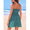 CUPSHE Mini Dresses for Women V Neck Floral Cutout Casual Sleeveless Short Smocked A Line Beach Summer Dress(Green Floral)