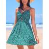 CUPSHE Mini Dresses for Women V Neck Floral Cutout Casual Sleeveless Short Smocked A Line Beach Summer Dress(Green Floral)