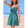 CUPSHE Mini Dresses for Women V Neck Floral Cutout Casual Sleeveless Short Smocked A Line Beach Summer Dress(Green Floral)