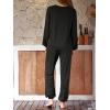 CUPSHE Womens 2 Piece Outfits Lounge Sets Long Sleeve Tops Drawstring Jogger Pants Spring Travel Pants Sets(Black)