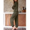 CUPSHE Womens 2 Piece Outfits Lounge Sets Long Sleeve Tops Drawstring Jogger Pants Spring Travel Pants Sets(Green)