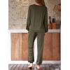CUPSHE Womens 2 Piece Outfits Lounge Sets Long Sleeve Tops Drawstring Jogger Pants Spring Travel Pants Sets(Green)