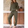 CUPSHE Womens 2 Piece Outfits Lounge Sets Long Sleeve Tops Drawstring Jogger Pants Spring Travel Pants Sets(Green)
