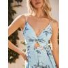 CUPSHE Womens Beach Midi Dress V Neck Floral Sleeveless Cutout Casual Vacation Summer Wedding Guest Dresses(Light Blue)