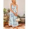 CUPSHE Womens Beach Midi Dress V Neck Floral Sleeveless Cutout Casual Vacation Summer Wedding Guest Dresses(Light Blue)