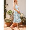 CUPSHE Womens Beach Midi Dress V Neck Floral Sleeveless Cutout Casual Vacation Summer Wedding Guest Dresses(Light Blue)