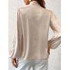 CUPSHE Women’s Bow Tie Long Sleeve Satin Shirts High Neck Work Out Blouses(Champagne)
