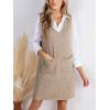 CUPSHE Womens Casual Fall Dress 2024 V Neck Sleeveless Knitted Short Pullover Sweater Overall Dress(Khaki)