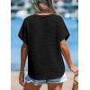 CUPSHE Womens Knit Tops V Neck Dolman Sleeve T Shirt 2024 Summer Casual Tunic S-XL(Black)