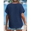 CUPSHE Womens Knit Tops V Neck Dolman Sleeve T Shirt 2024 Summer Casual Tunic S-XL(Navy)