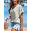 CUPSHE Womens Knit Tops V Neck Dolman Sleeve T Shirt 2024 Summer Casual Tunic S-XL(White)
