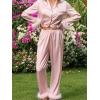 CUPSHE Womens Pajama Sets, 2 Piece Button Down Long Sleeves Sleepwear Soft and Comfy Lounge PJs Sets(Pink)