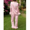 CUPSHE Womens Pajama Sets, 2 Piece Button Down Long Sleeves Sleepwear Soft and Comfy Lounge PJs Sets(Pink)