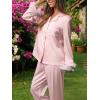CUPSHE Womens Pajama Sets, 2 Piece Button Down Long Sleeves Sleepwear Soft and Comfy Lounge PJs Sets(Pink)