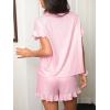 CUPSHE Women’s Pajama Sets, 2 Piece Crew Neck Short Sleeves Ruffled Trim Top and Shorts Summer Loungewear Pjs Set(Pink)