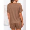 CUPSHE Women’s Pajama Sets, 2 Piece V Neck Short Sleeves Soft Top with Shorts Summer Lounge Sleepwear Set(Brown)