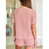 CUPSHE Women’s Pajama Sets, 2 Piece V Neck Short Sleeves Soft Top with Shorts Summer Sleepwear Loungewear Pjs Set(Pink)