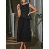 CUPSHE Women’s Party Dress Crew Neck Sleeveless Slim Fit Drop Waist Pockets Knit Maxi Formal Dress(Black)