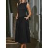 CUPSHE Women’s Party Dress Crew Neck Sleeveless Slim Fit Drop Waist Pockets Knit Maxi Formal Dress(Black)