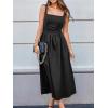 CUPSHE Women’s Party Dress Square Neck Casual Sleeveless Knit Pleated A Line Maxi Formal Dress(Black)