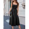 CUPSHE Women’s Party Dress Square Neck Casual Sleeveless Knit Pleated A Line Maxi Formal Dress(Black)