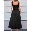 CUPSHE Women’s Party Dress Square Neck Casual Sleeveless Knit Pleated A Line Maxi Formal Dress(Black)